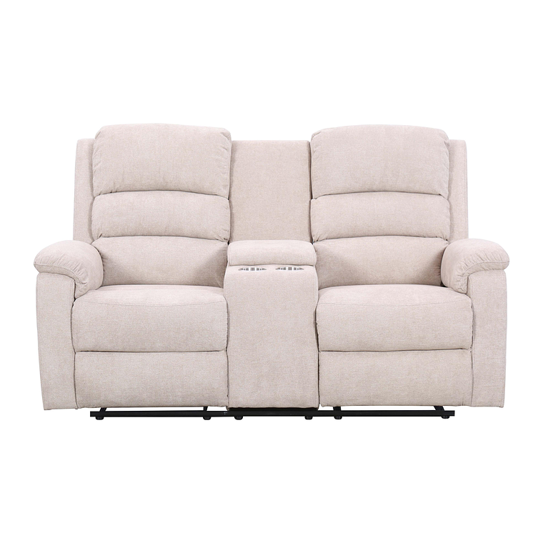 Sofá de 2 plazas relax eléctrico con tableta NEVERS de tela - Beige 173 cm 2