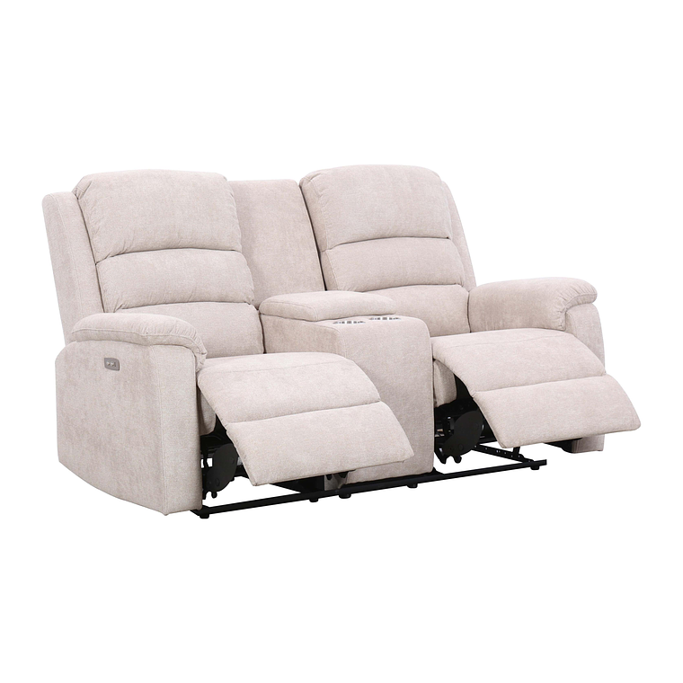 Sofá de 2 plazas relax eléctrico con tableta NEVERS de tela - Beige 173 cm 4