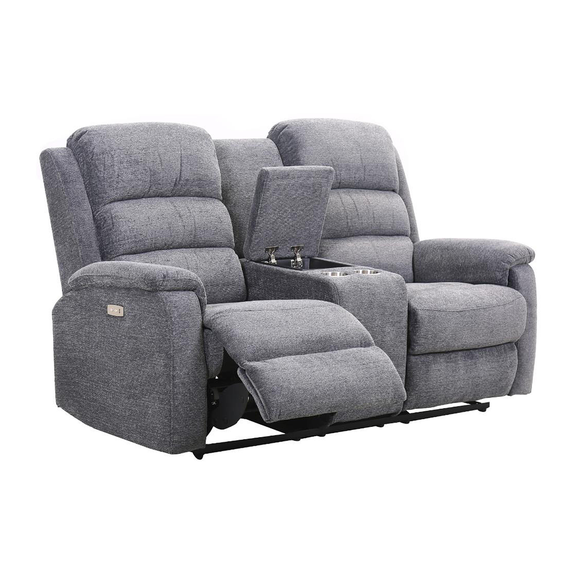 Sofá de 2 plazas relax eléctrico con tableta NEVERS de tela - Antracita 1