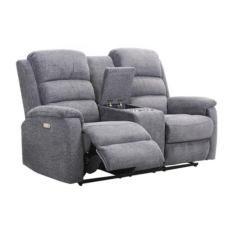 Sofá de 2 plazas relax eléctrico con tableta NEVERS de tela - Antracita 1