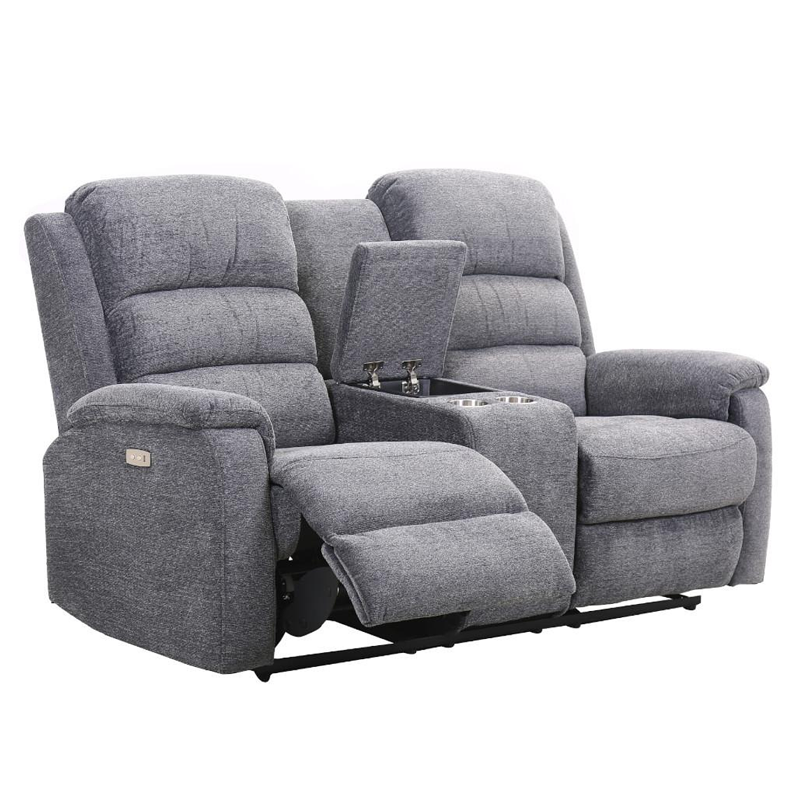 Sofá de 2 plazas relax eléctrico con tableta NEVERS de tela - Antracita 3