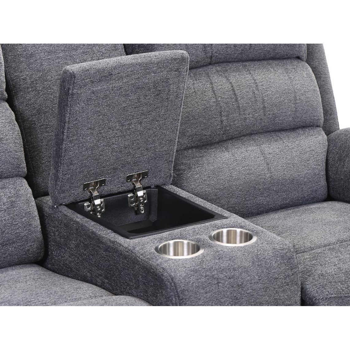 Sofá de 2 plazas relax eléctrico con tableta NEVERS de tela - Antracita 4