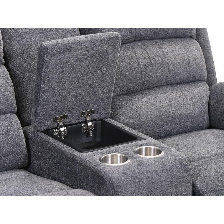 Sofá de 2 plazas relax eléctrico con tableta NEVERS de tela - Antracita 4