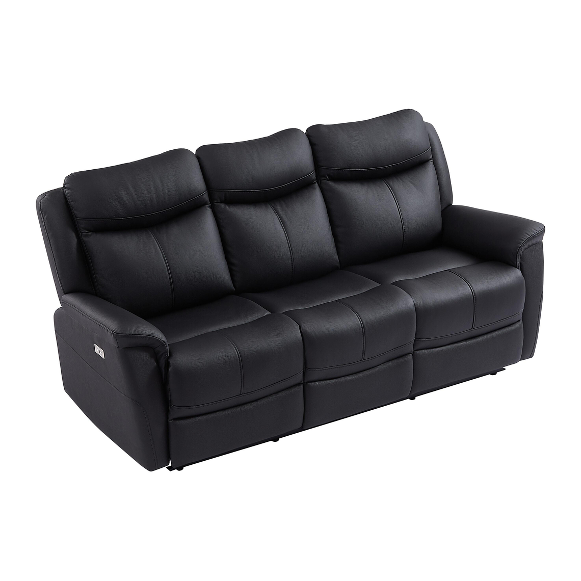 Sofá 3 plazas relax eléctrico de cuero de vaca negro NOMAJO 207 cm 2