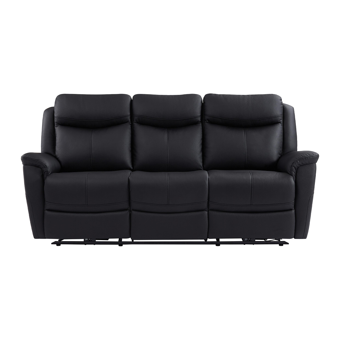 Sofá 3 plazas relax eléctrico de cuero de vaca negro NOMAJO 207 cm 3