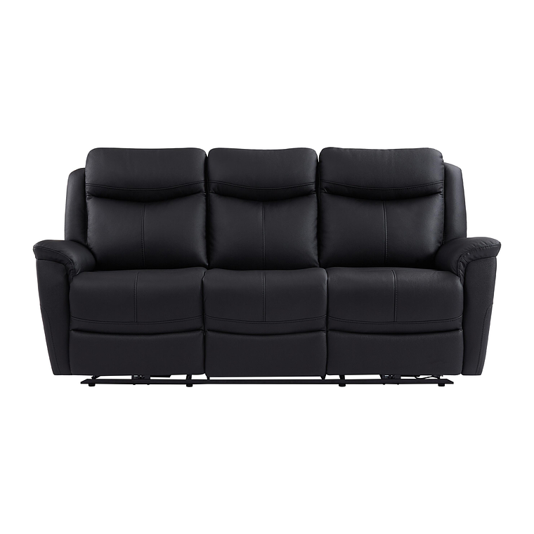 Sofá 3 plazas relax eléctrico de cuero de vaca negro NOMAJO 207 cm 3
