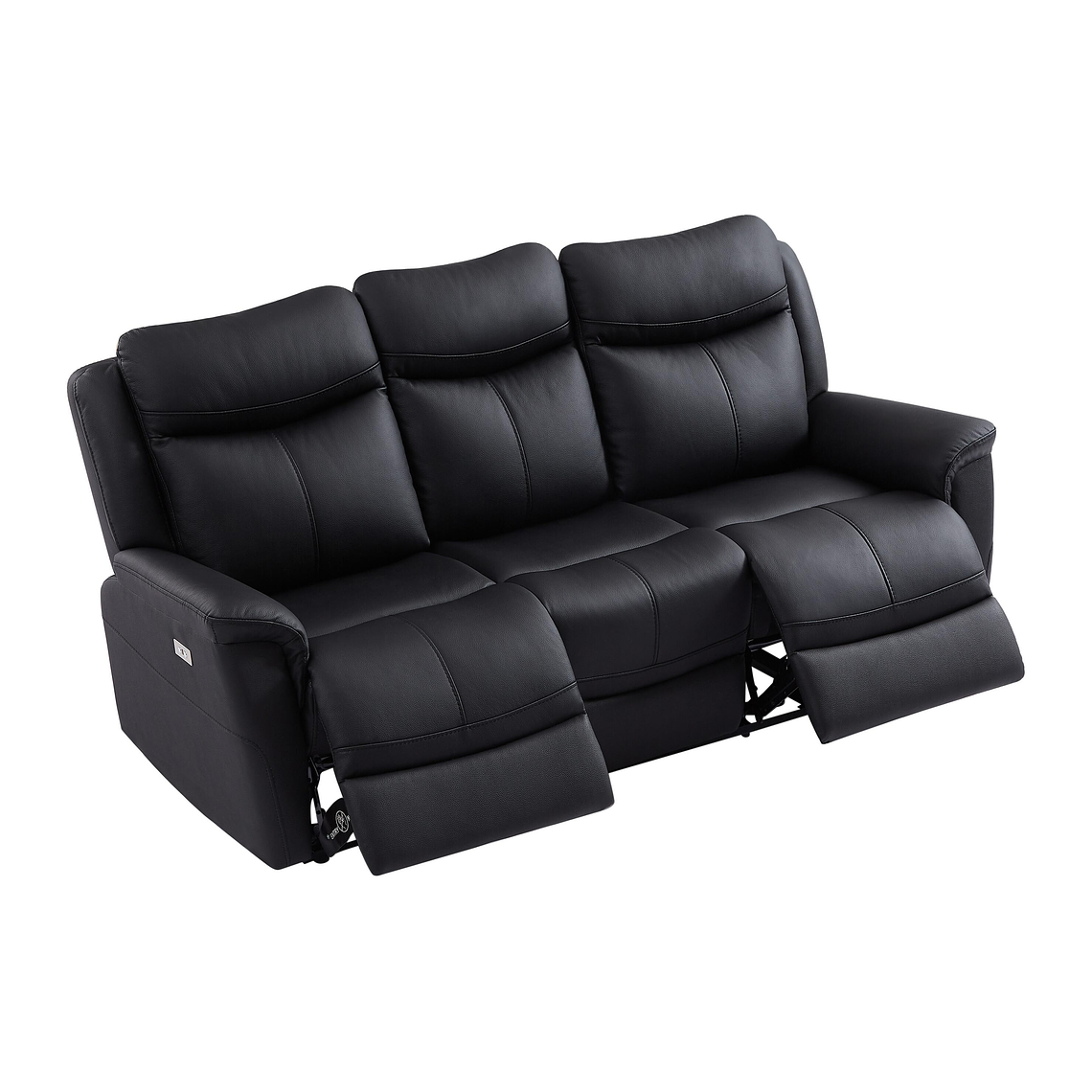 Sofá 3 plazas relax eléctrico de cuero de vaca negro NOMAJO 207 cm 5
