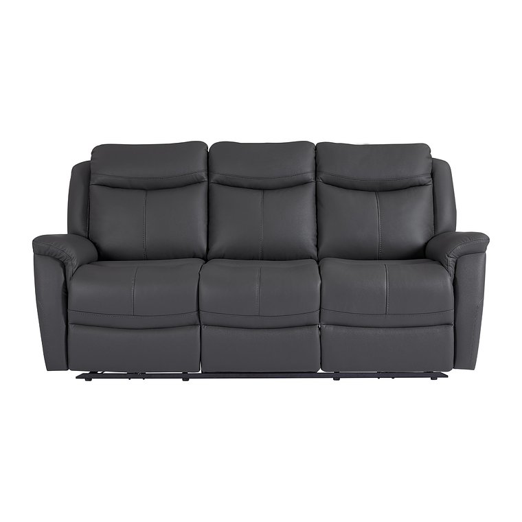 Sofá 3 plazas relax eléctrico de cuero de vaca gris antracita NOMAJO 207 cm 3