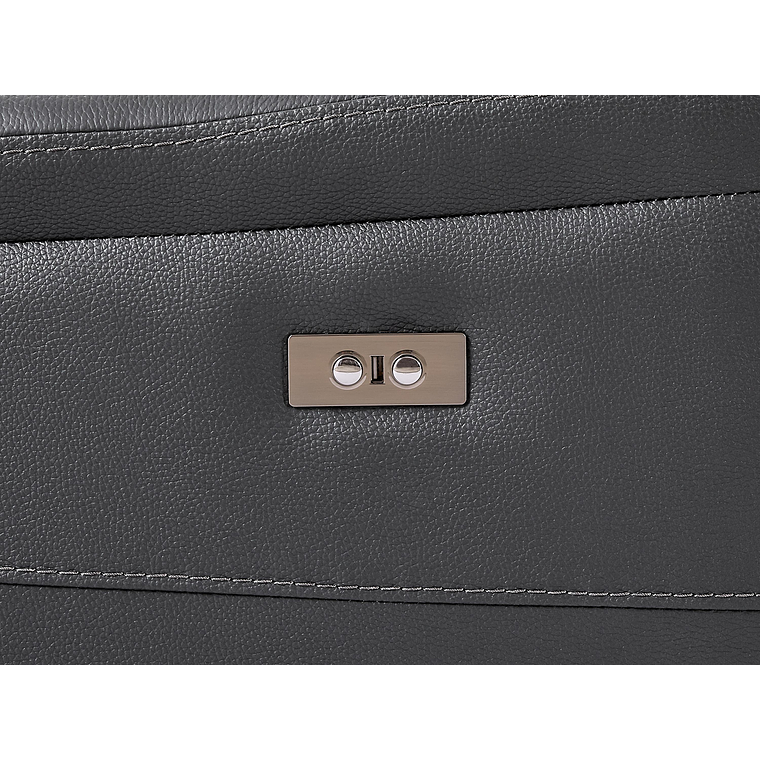 Sofá 3 plazas relax eléctrico de cuero de vaca gris antracita NOMAJO 207 cm 8