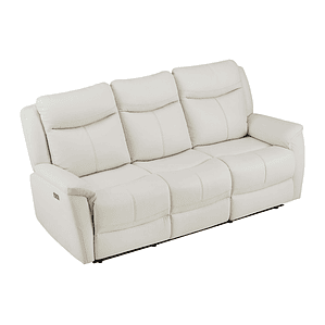 Sofá 3 plazas relax eléctrico de cuero de vaca blanco NOMAJO 207 cm