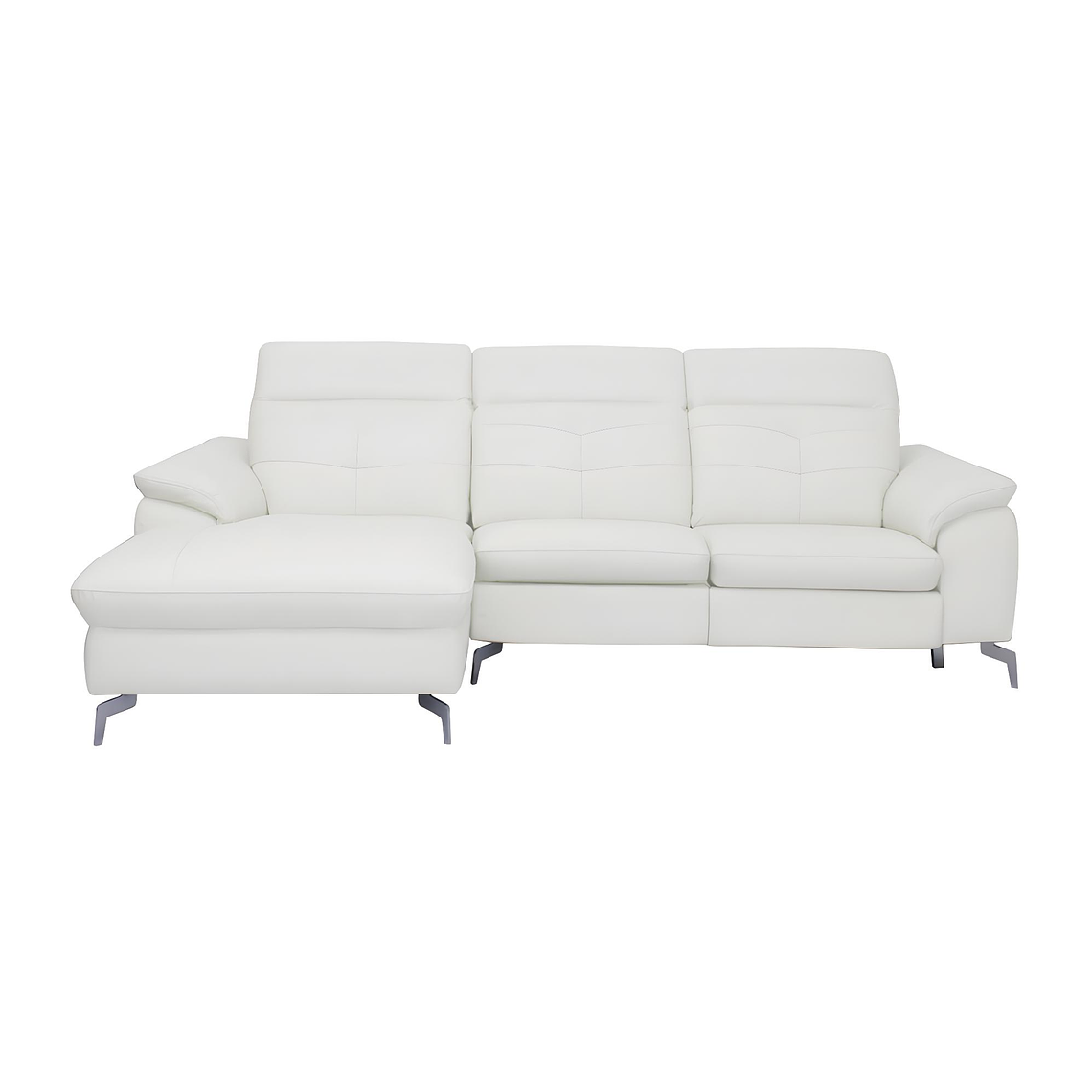 Sofá rinconero relax eléctrico de piel de búfalo LISMORE - Blanco - Ángulo izquierdo 250 cm 3