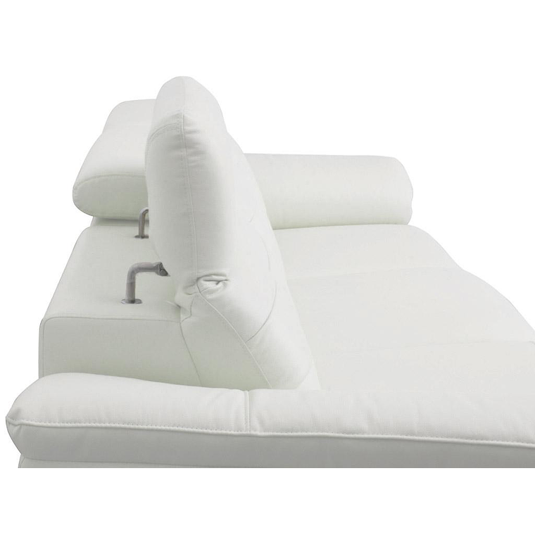 Sofá rinconero relax eléctrico de piel de búfalo LISMORE - Blanco - Ángulo izquierdo 250 cm 6