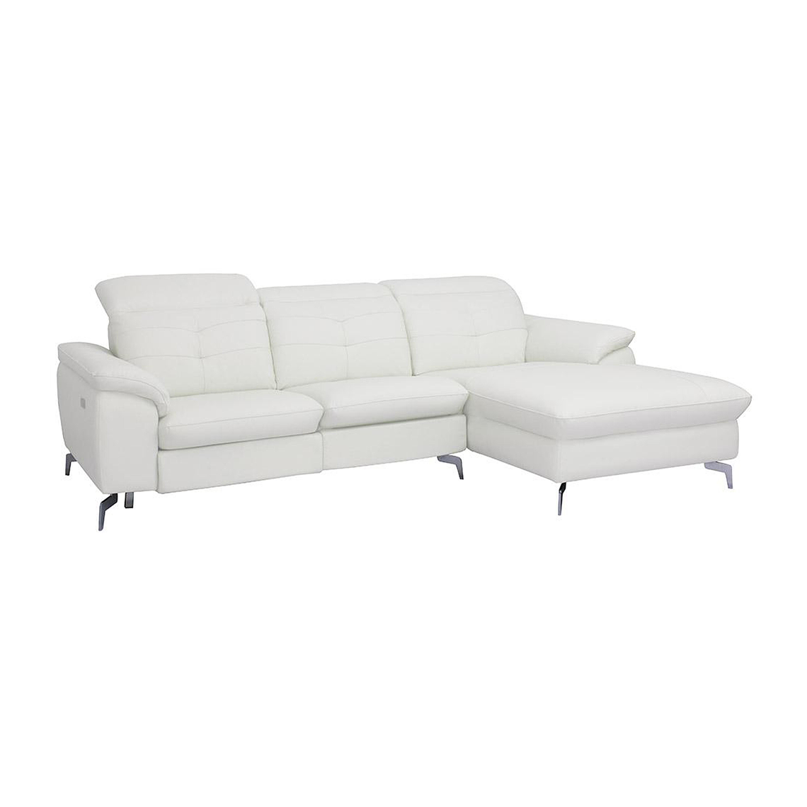 Sofá rinconero relax eléctrico piel de búfalo LISMORE - Blanco - Ángulo derecho 250 cm 4