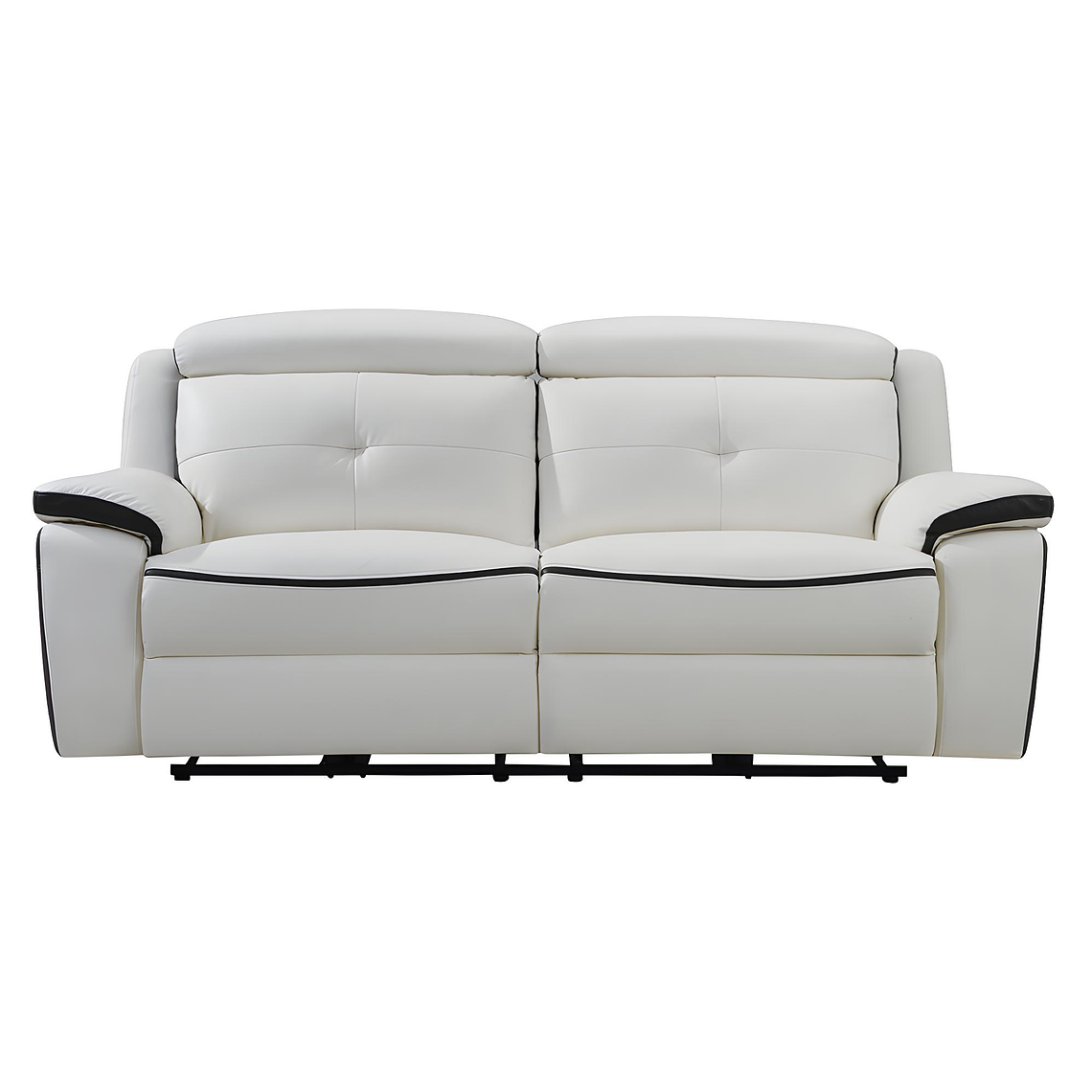 Sofá relax eléctrico de 3 plazas de piel ANGELIQUE - Blanco/antracita 207 cm 2