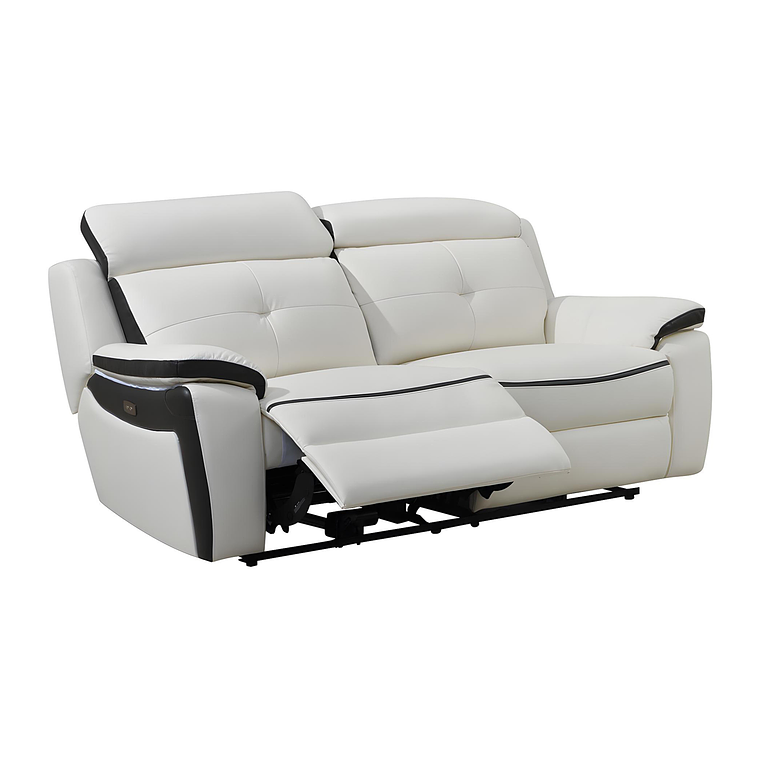 Sofá relax eléctrico de 3 plazas de piel ANGELIQUE - Blanco/antracita 207 cm 3