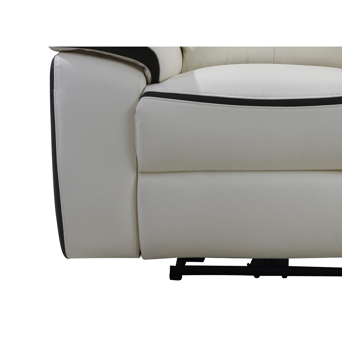 Sofá relax eléctrico de 3 plazas de piel ANGELIQUE - Blanco/antracita 207 cm 5