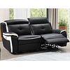 Sofá relax eléctrico de 3 plazas de piel ANGELIQUE - Negro/blanco 207 cm