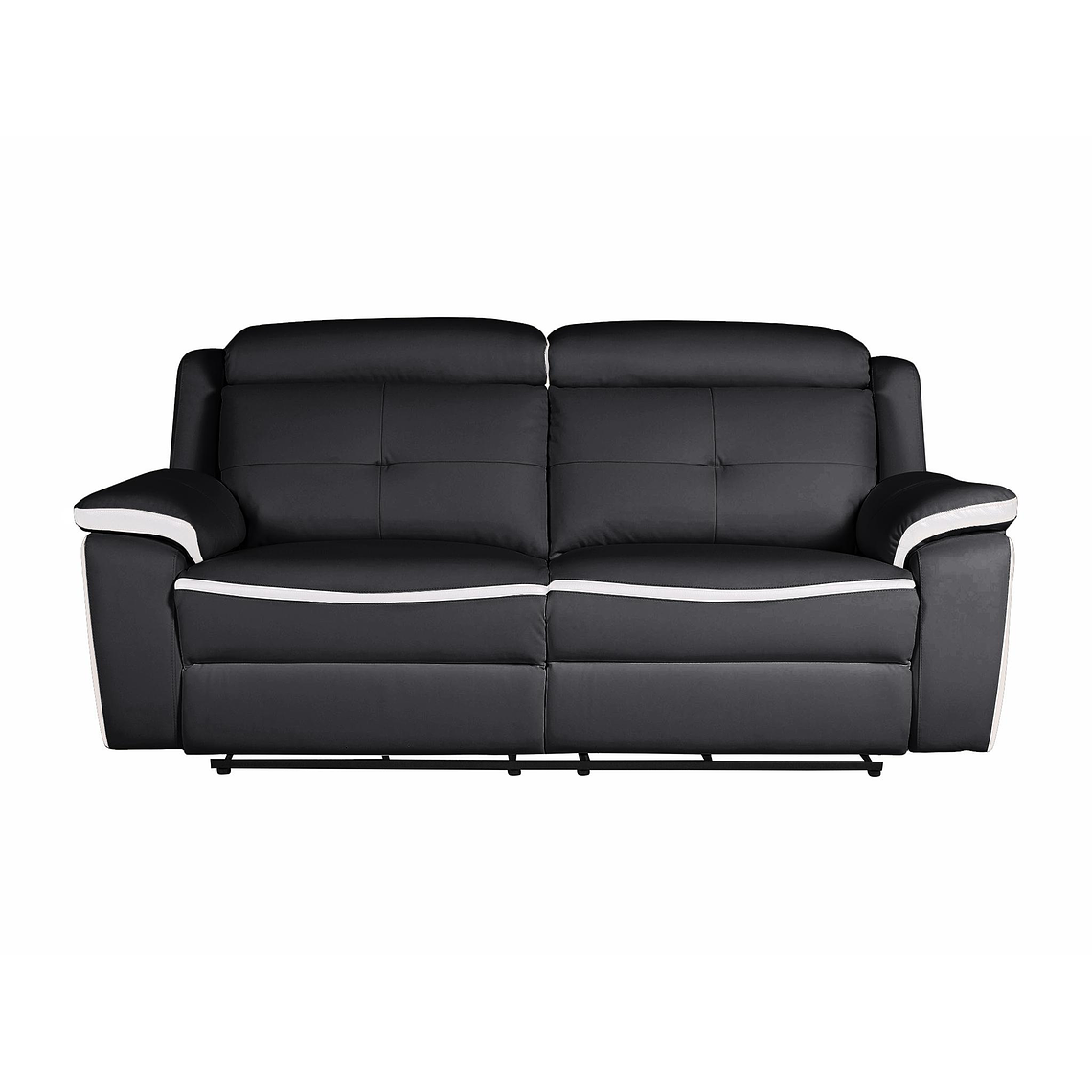 Sofá relax eléctrico de 3 plazas de piel ANGELIQUE - Negro/blanco 207 cm 2