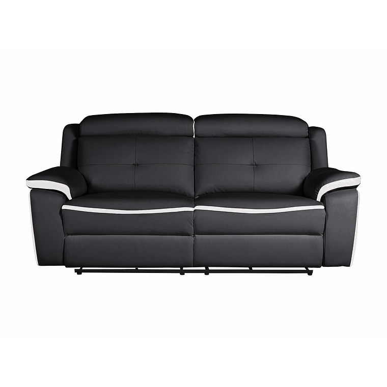 Sofá relax eléctrico de 3 plazas de piel ANGELIQUE - Negro/blanco 207 cm 2