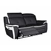 Sofá relax eléctrico de 3 plazas de piel ANGELIQUE - Negro/blanco 207 cm