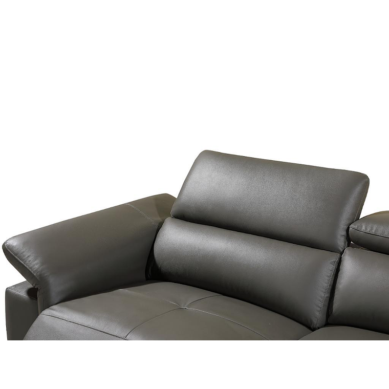 Sofá rinconera relax eléctrico de piel PASCALINE - Antracita - Ángulo derecho 277 cm 4