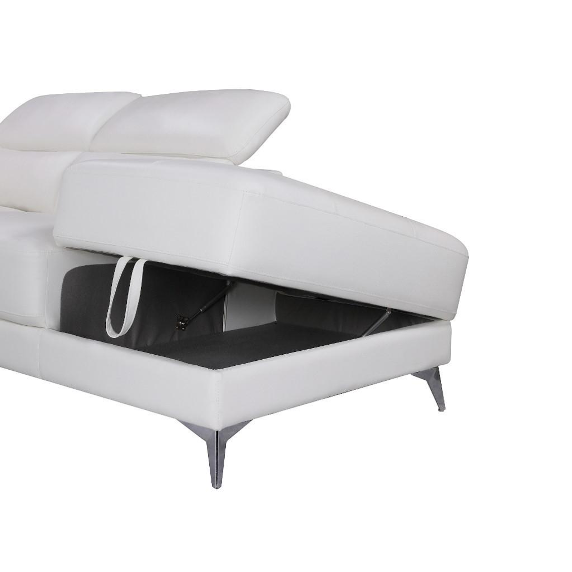 Sofá rinconera relax eléctrico de piel PASCALINE - Marfil - Ángulo derecho 277 cm 4