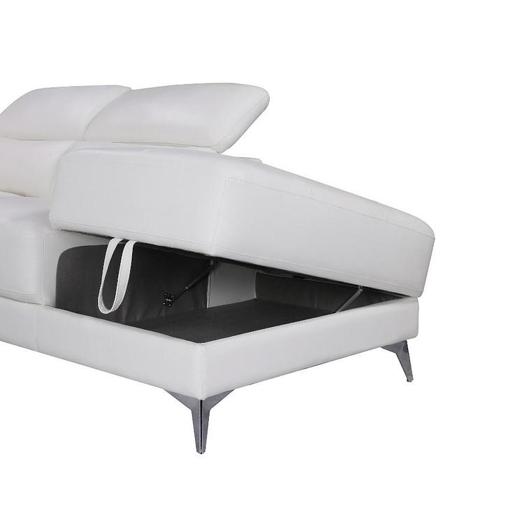 Sofá rinconera relax eléctrico de piel PASCALINE - Marfil - Ángulo derecho 277 cm 4