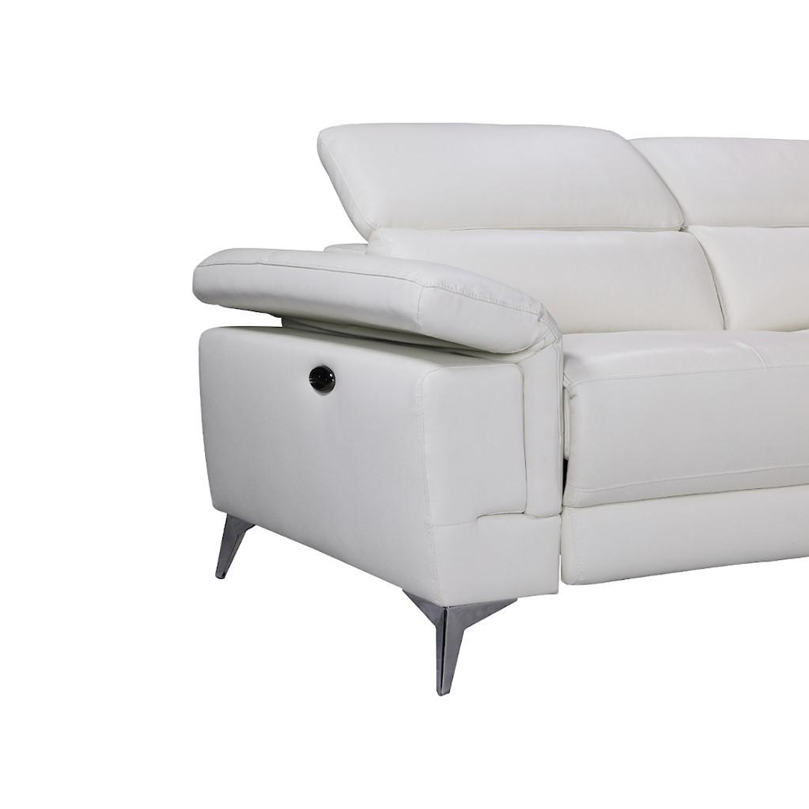 Sofá rinconera relax eléctrico de piel PASCALINE - Marfil - Ángulo derecho 277 cm 5