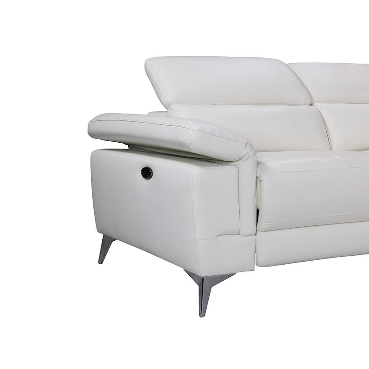 Sofá rinconera relax eléctrico de piel PASCALINE - Marfil - Ángulo derecho 277 cm 5