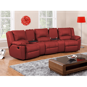 Sofá relax 3 plazas de piel AROMA - Rojo 308 cm