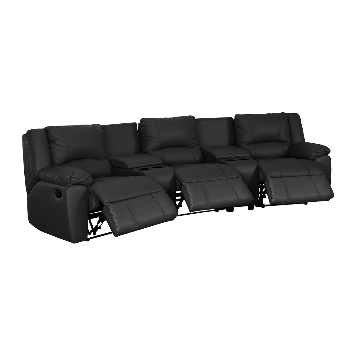Sofá relax 3 plazas de piel AROMA - Negro 308 cm 1