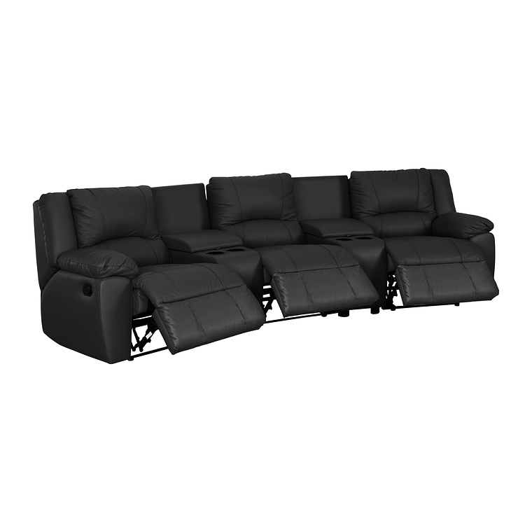 Sofá relax 3 plazas de piel AROMA - Negro 308 cm 1