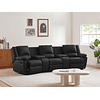 Sofá relax 3 plazas de piel AROMA - Negro 308 cm