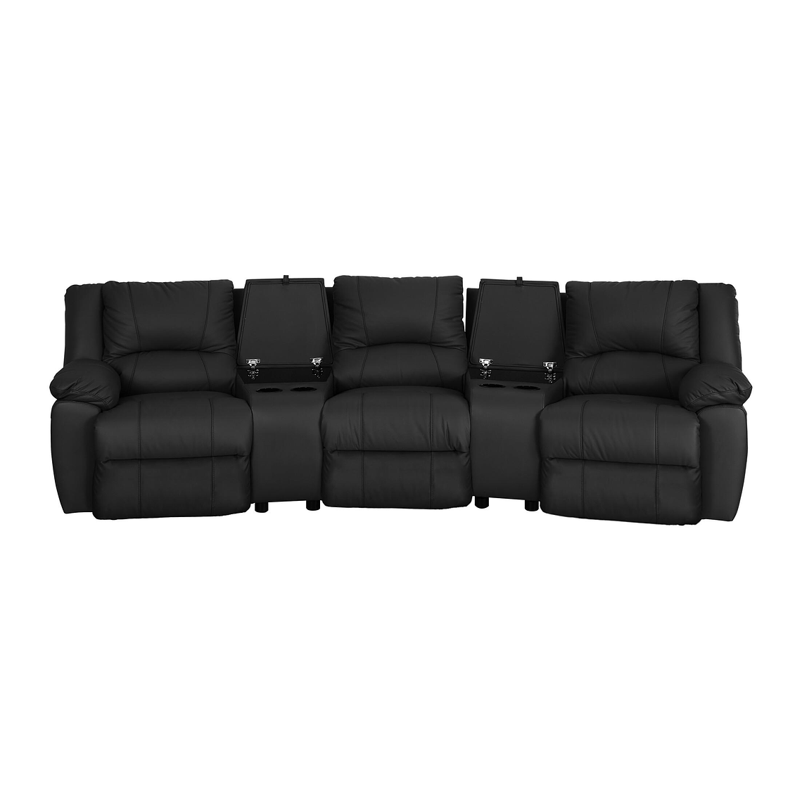 Sofá relax 3 plazas de piel AROMA - Negro 308 cm 3