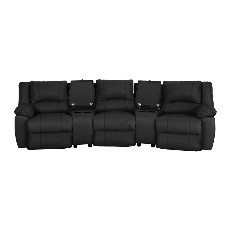 Sofá relax 3 plazas de piel AROMA - Negro 308 cm 3