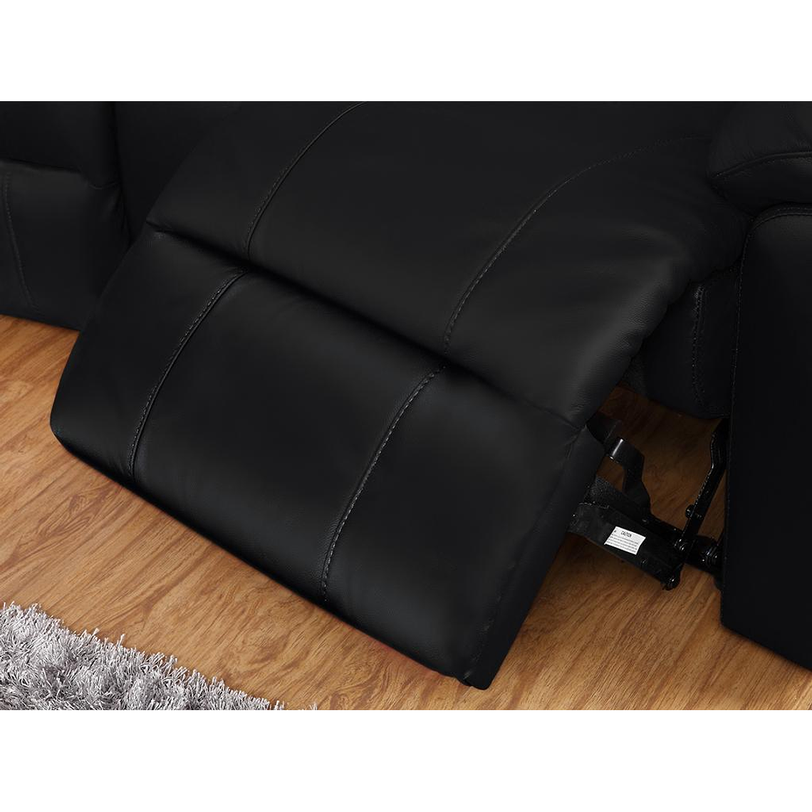 Sofá relax 3 plazas de piel AROMA - Negro 308 cm 4