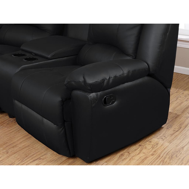 Sofá relax 3 plazas de piel AROMA - Negro 308 cm 5