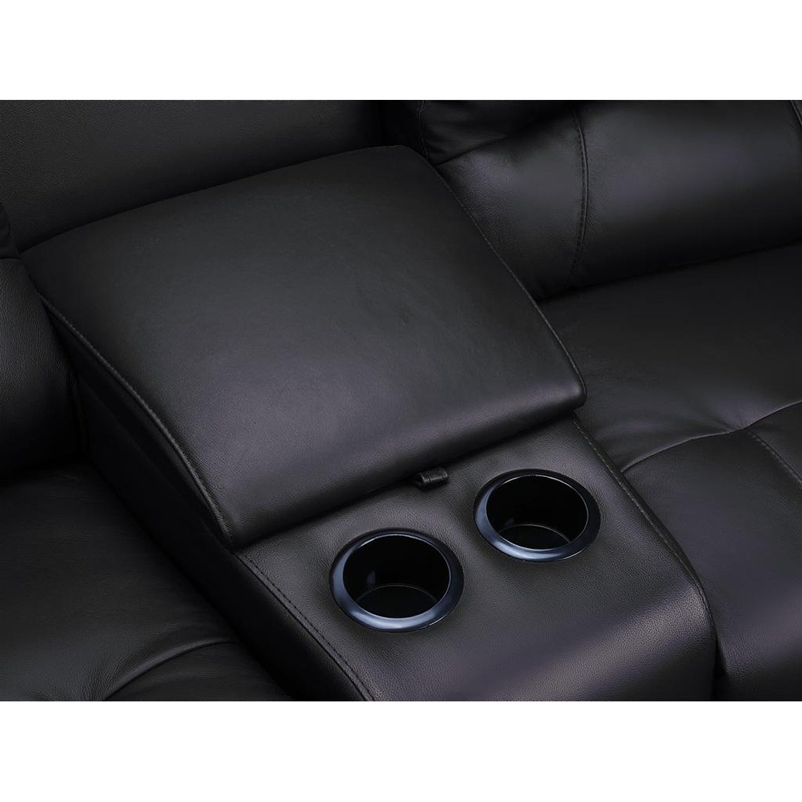 Sofá relax 3 plazas de piel AROMA - Negro 308 cm 6