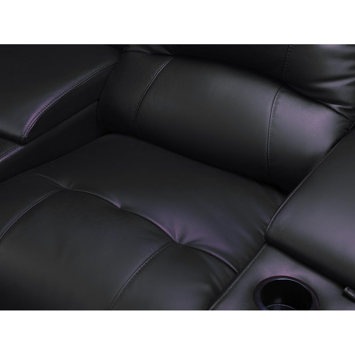 Sofá relax 3 plazas de piel AROMA - Negro 308 cm 7