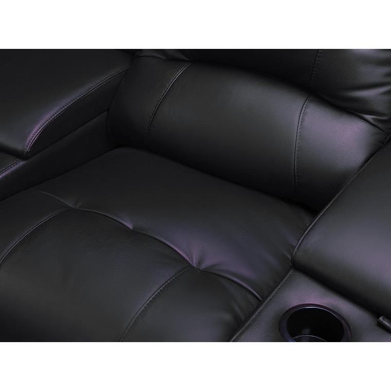 Sofá relax 3 plazas de piel AROMA - Negro 308 cm 7