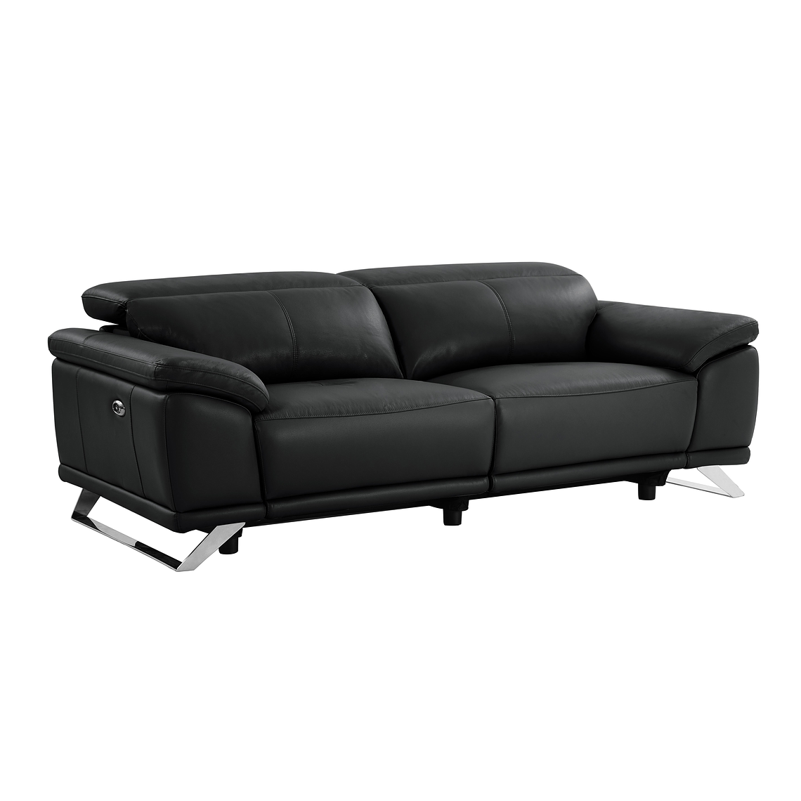 Sofá de 3 plazas relax eléctrico de piel de becerro negro AZIDEE II 220 cm 2