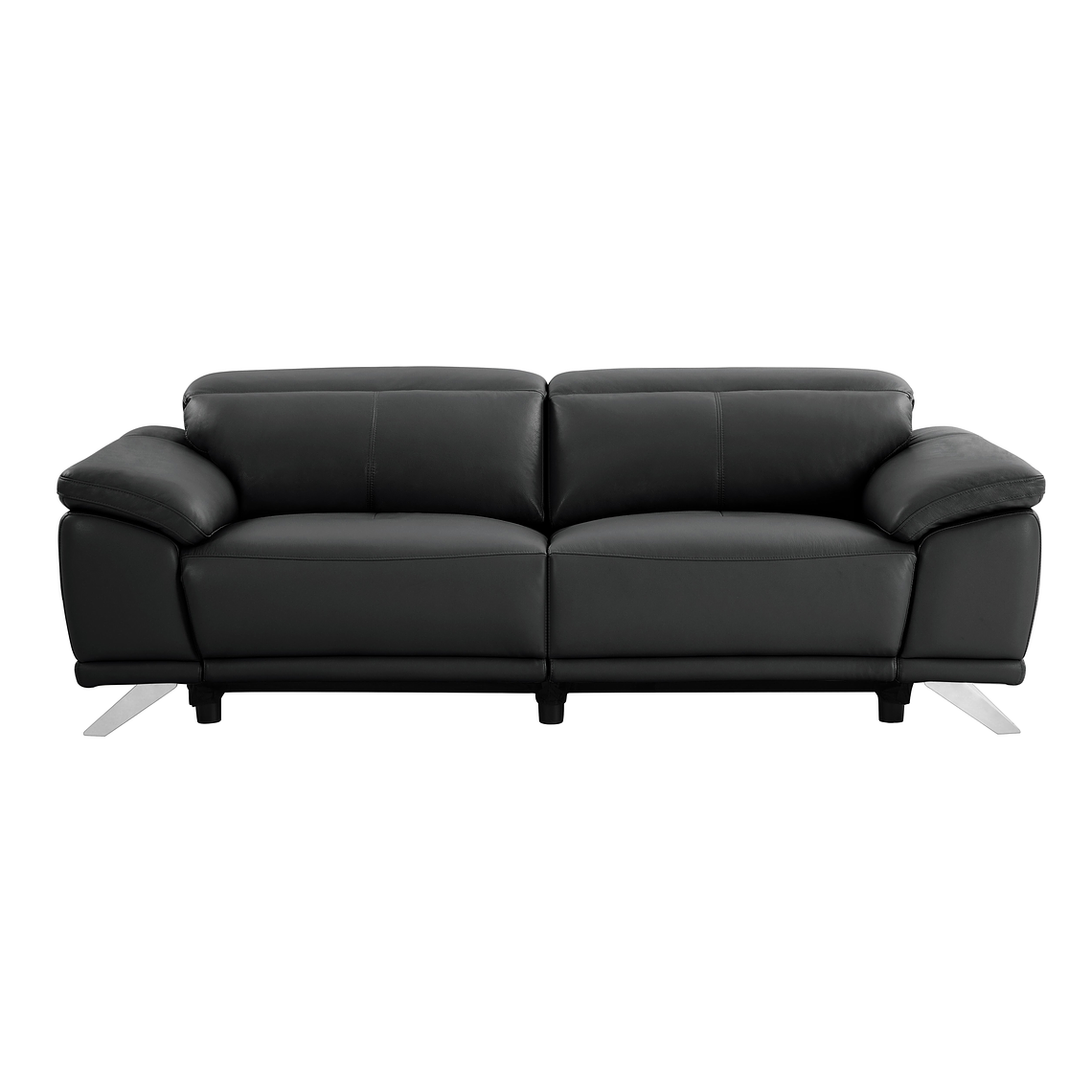 Sofá de 3 plazas relax eléctrico de piel de becerro negro AZIDEE II 220 cm 3