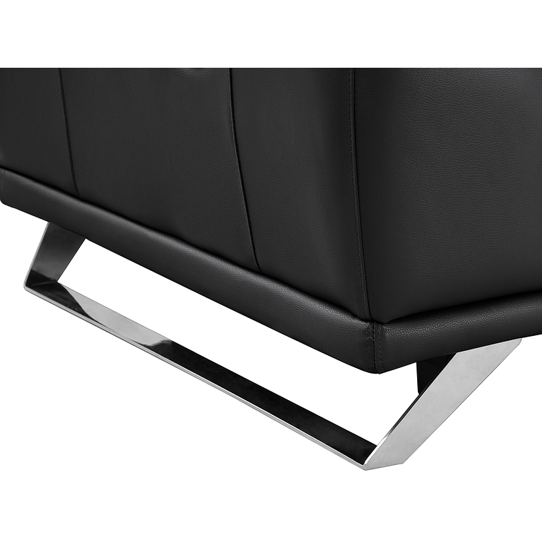 Sofá de 3 plazas relax eléctrico de piel de becerro negro AZIDEE II 220 cm 7