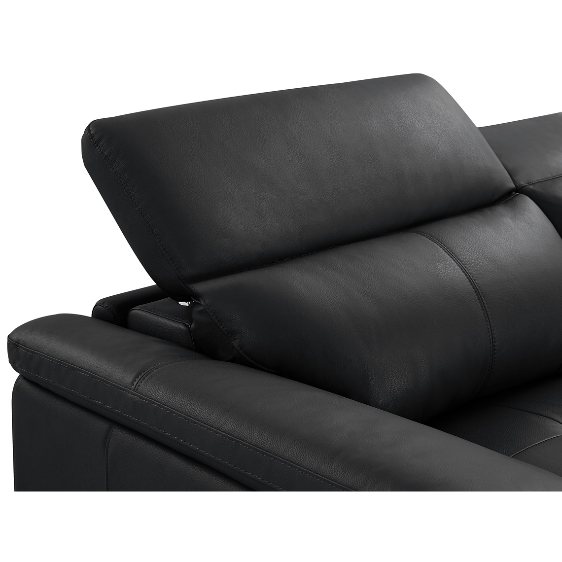 Sofá de 3 plazas relax eléctrico de piel de becerro negro AZIDEE II 220 cm 8