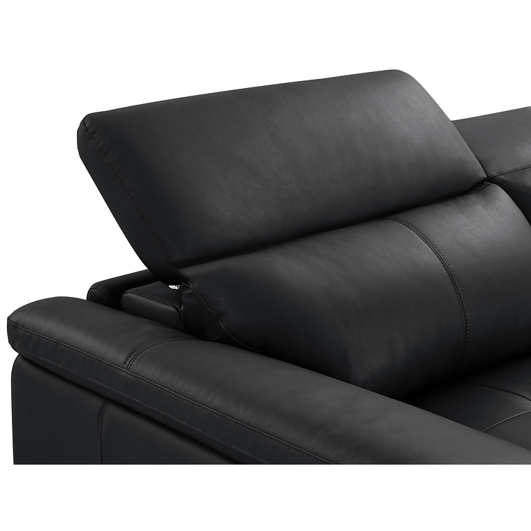 Sofá de 3 plazas relax eléctrico de piel de becerro negro AZIDEE II 220 cm 8