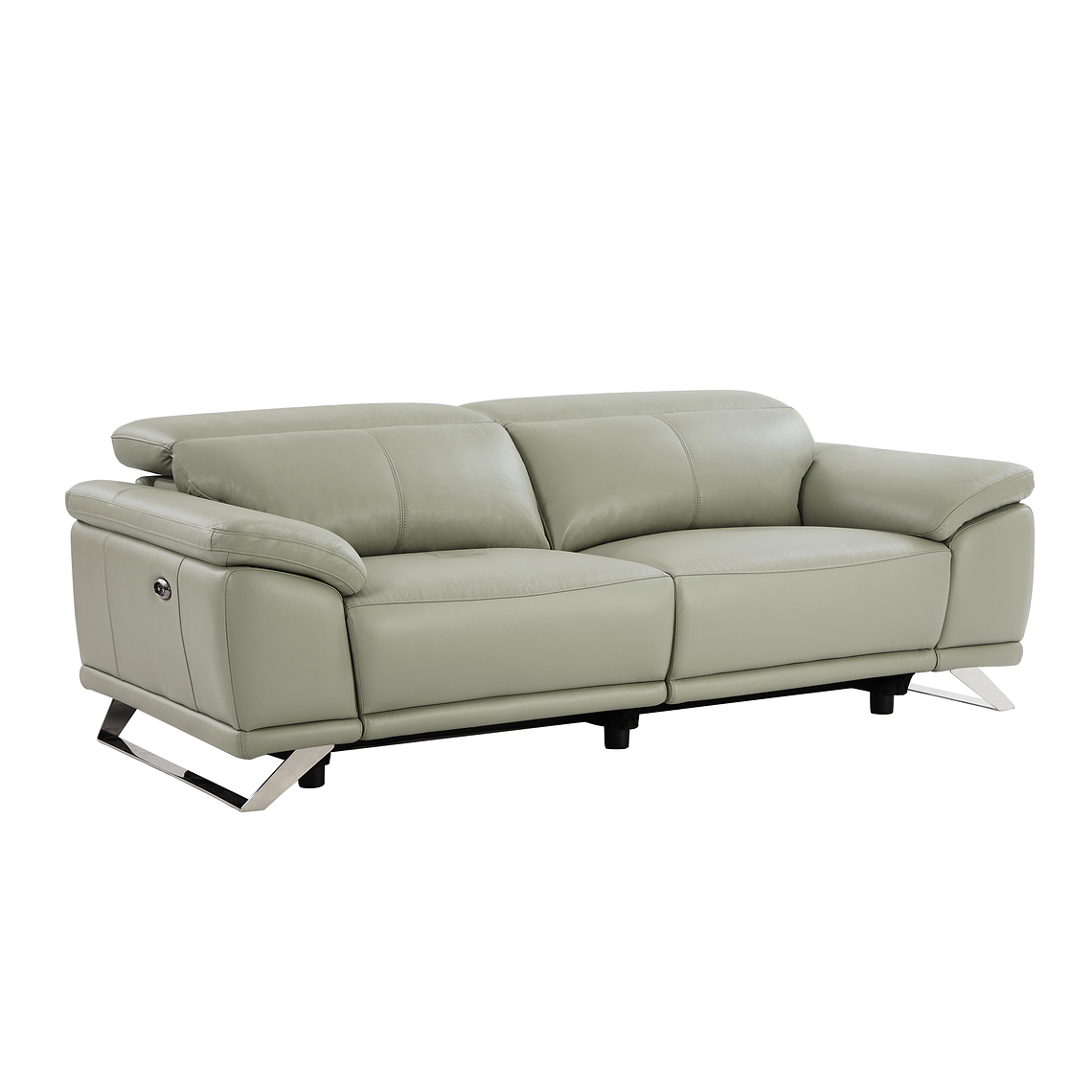 Sofá de 3 plazas relax eléctrico de piel de becerro gris claro AZIDEE II 220 cm 1