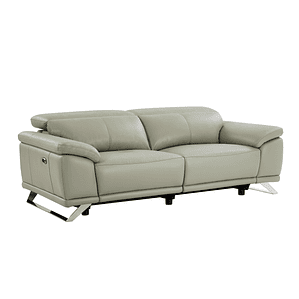 Sofá de 3 plazas relax eléctrico de piel de becerro gris claro AZIDEE II 220 cm