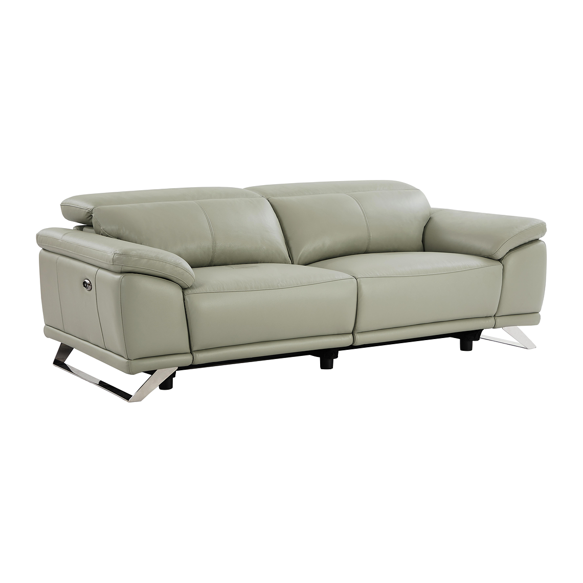 Sofá de 3 plazas relax eléctrico de piel de becerro gris claro AZIDEE II 220 cm 2