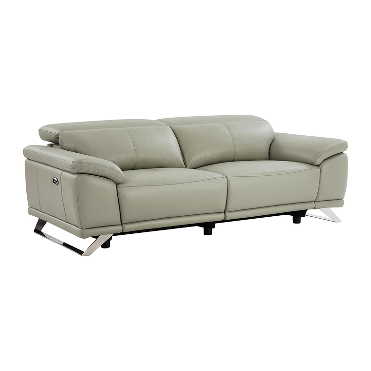 Sofá de 3 plazas relax eléctrico de piel de becerro gris claro AZIDEE II 220 cm 2