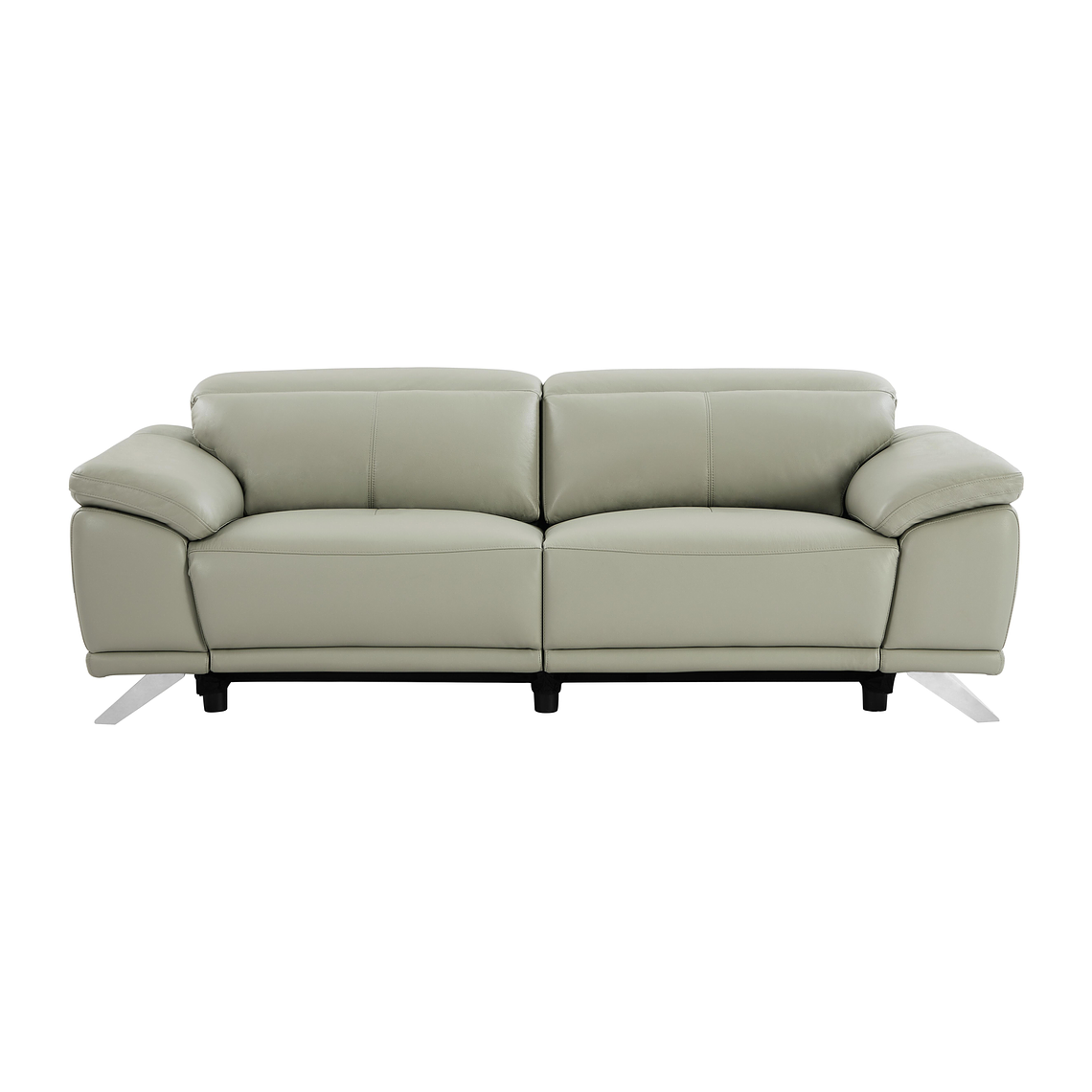 Sofá de 3 plazas relax eléctrico de piel de becerro gris claro AZIDEE II 220 cm 3